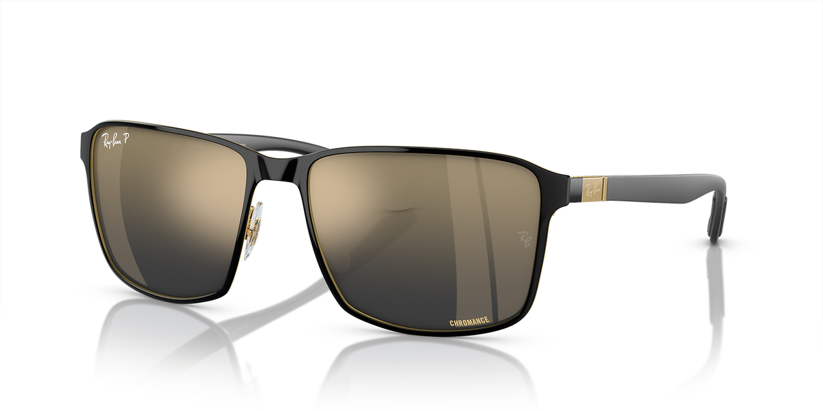 RB3721CH Ray-Ban Black on Gold/Blue/Gold XXL